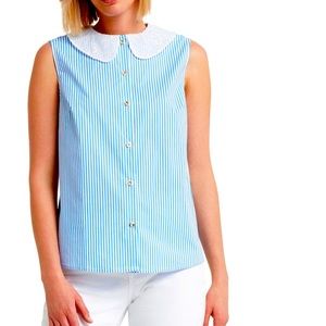 Lace Collar Sleeveless Blouse